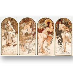 Juliste The Seasons, Alphonse Mucha, 59 x 84 cm (A1), Wolf Kult hinta ja tiedot | Taulut | hobbyhall.fi