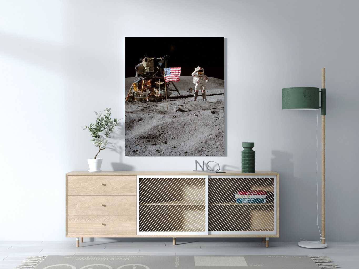 Maalaus John W. Young on the Moon, 100 x 70 cm hinta ja tiedot | Taulut | hobbyhall.fi