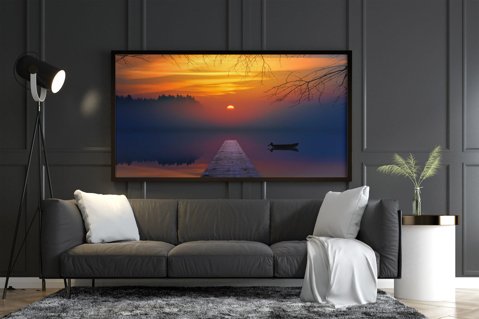 Maalaus Vene auringonlaskun aikaan, 100 x 70 cm hinta ja tiedot | Taulut | hobbyhall.fi