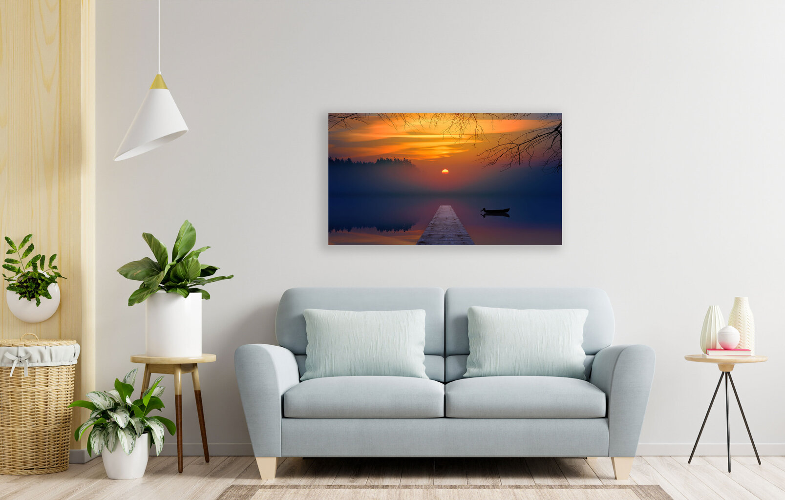 Maalaus Vene auringonlaskun aikaan, 100 x 70 cm hinta ja tiedot | Taulut | hobbyhall.fi