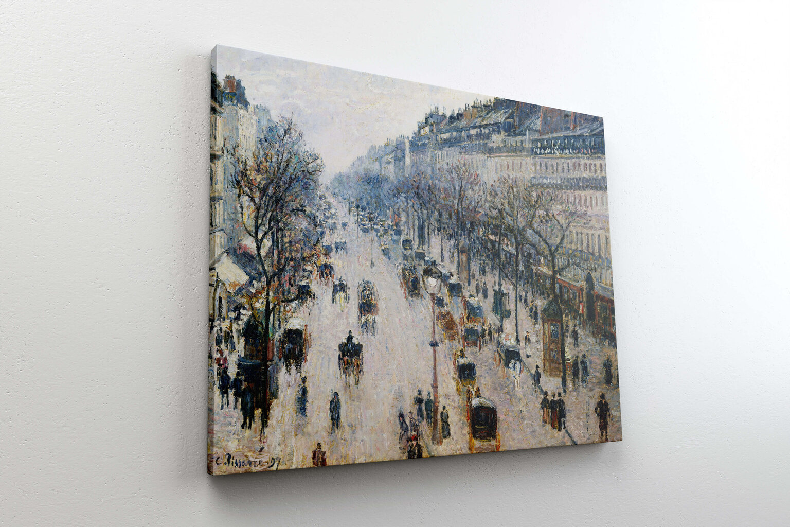 Jäljennös Boulevard Montmartre talviaamuna (Camille Pissarro), 100 x 70 cm hinta ja tiedot | Taulut | hobbyhall.fi