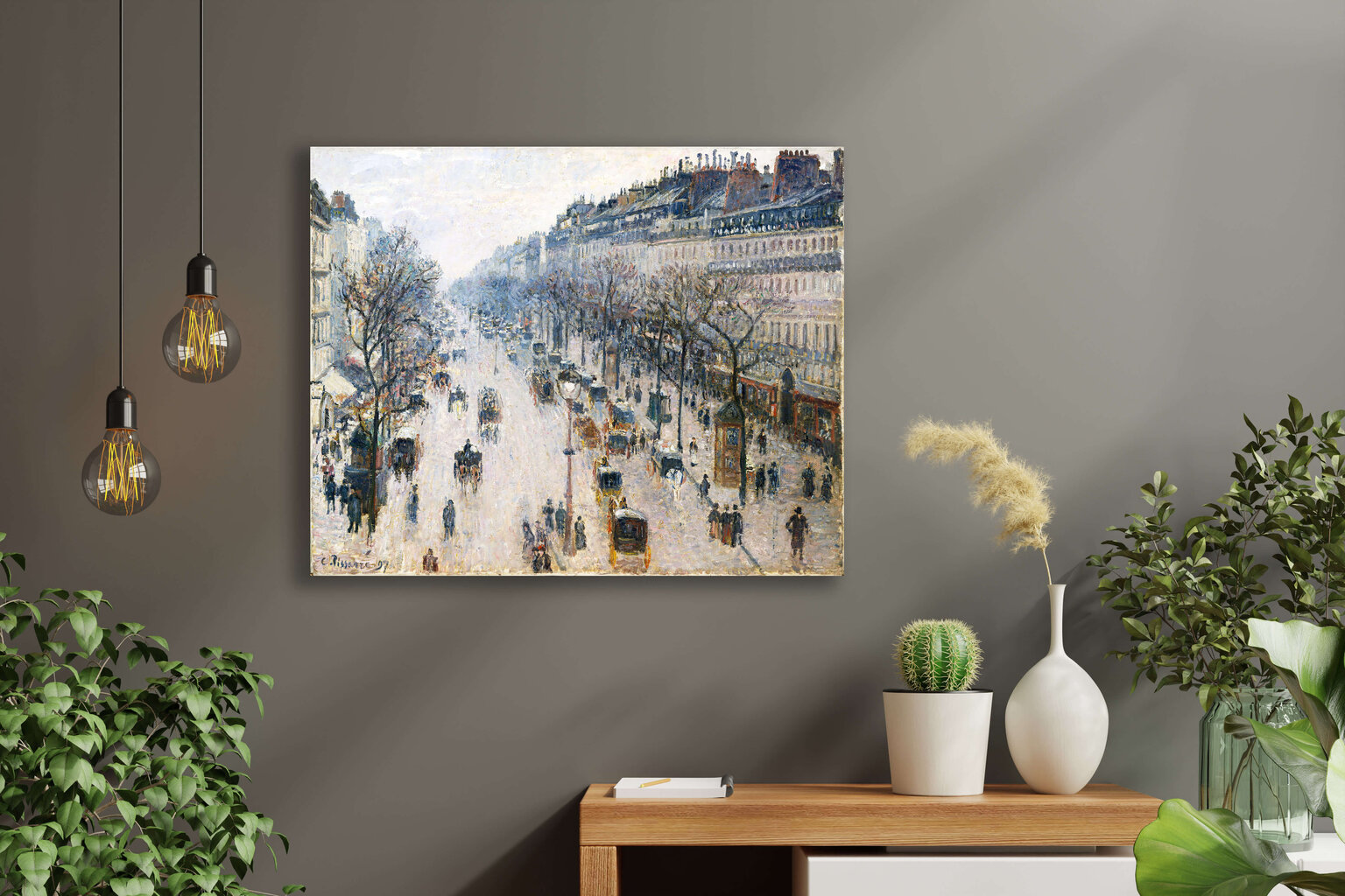 Jäljennös Boulevard Montmartre talviaamuna (Camille Pissarro), 100 x 70 cm hinta ja tiedot | Taulut | hobbyhall.fi