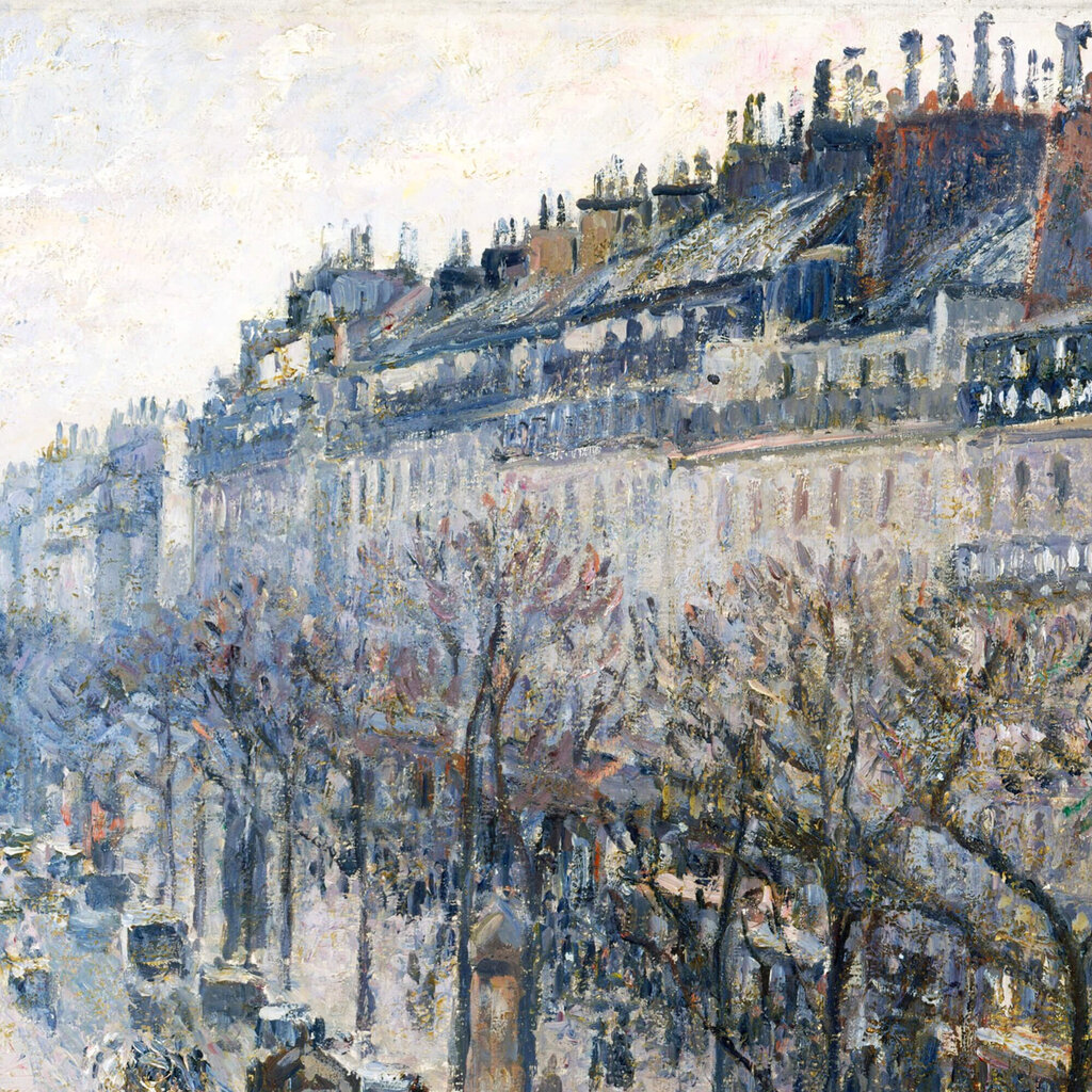 Jäljennös Boulevard Montmartre talviaamuna (Camille Pissarro), 100 x 70 cm hinta ja tiedot | Taulut | hobbyhall.fi