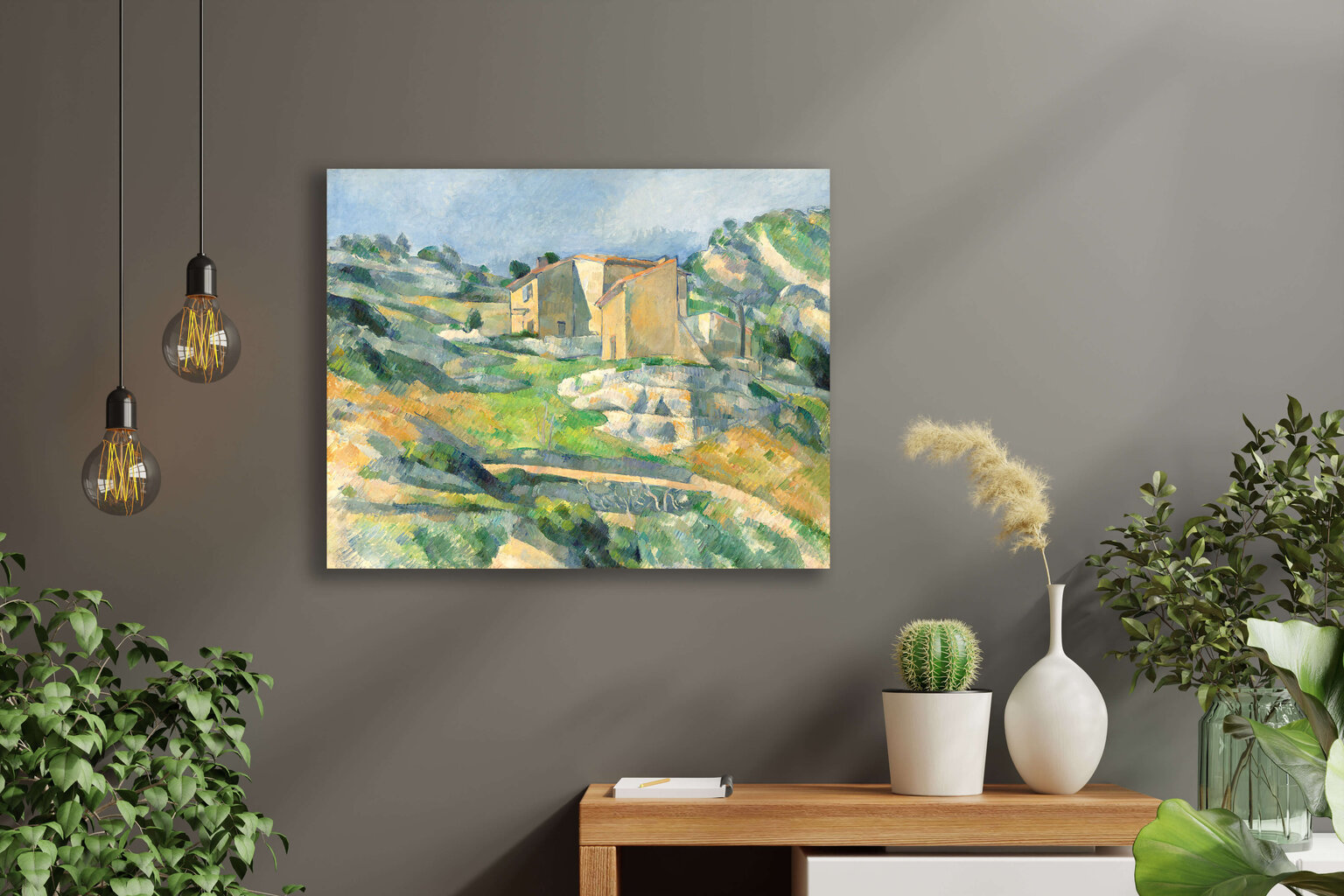 Jäljennystalot Provencen Rion laaksossa lähellä Estacia (Paul Cézanne), 100 x 70 cm hinta ja tiedot | Taulut | hobbyhall.fi