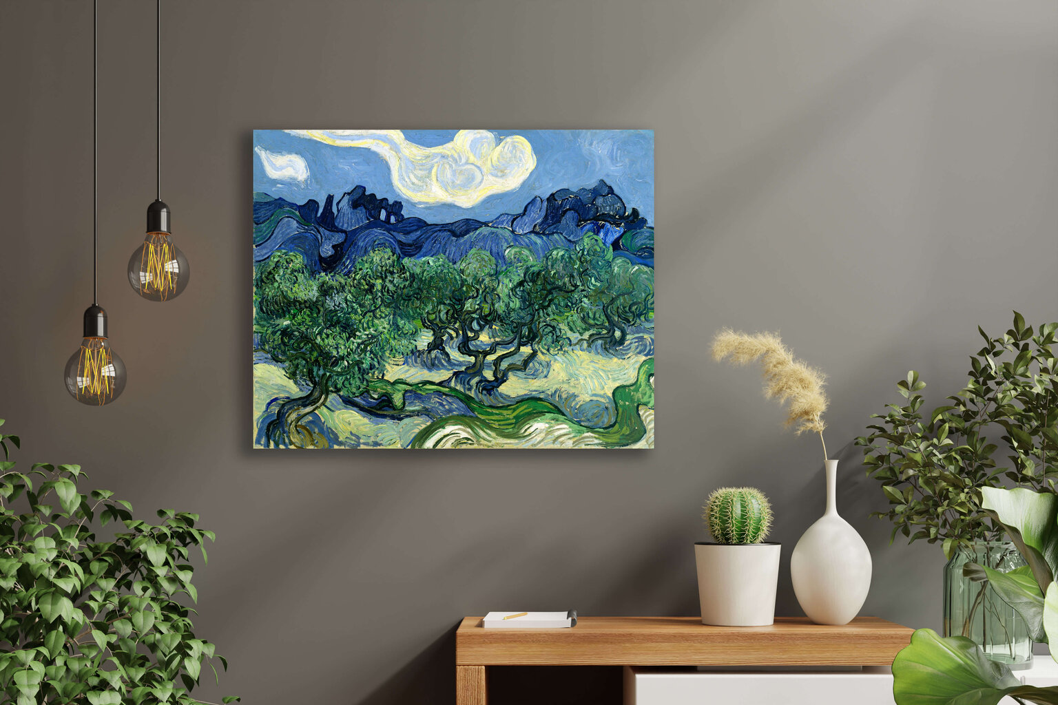 Oliivipuut Alppien taustalla (Vincent Van Gogh), 100 x 70 cm hinta ja tiedot | Taulut | hobbyhall.fi