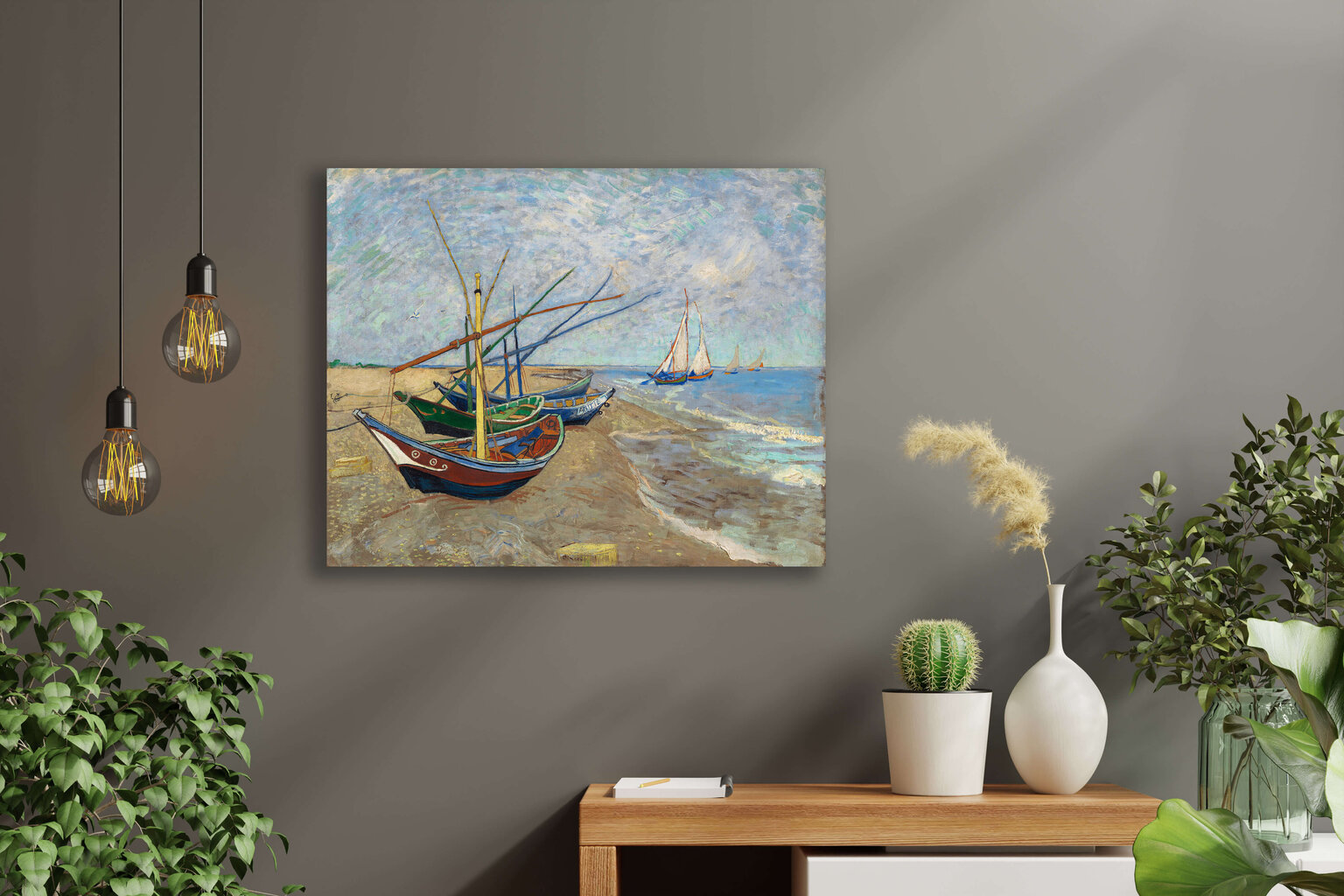 Jäljennös kalastusalukset Sainte-Marien rannalla (Vincent Van Gogh), 100 x 70 cm hinta ja tiedot | Taulut | hobbyhall.fi