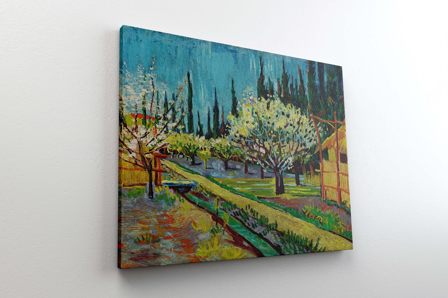 Reproduktio Kukkiva puutarha sypressien ympäröimä (Vincent Van Gogh), 100 x 70 cm hinta ja tiedot | Taulut | hobbyhall.fi