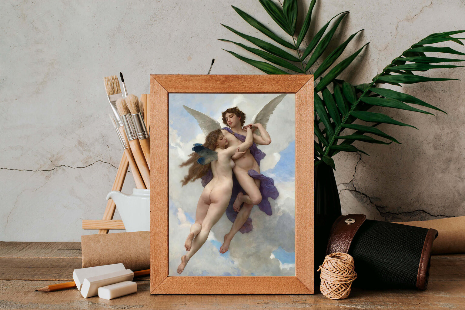 Jäljennös Cupid ja Psyche (Wilhelm-Adolphe Bouguereau), 100 x 70 cm hinta ja tiedot | Taulut | hobbyhall.fi