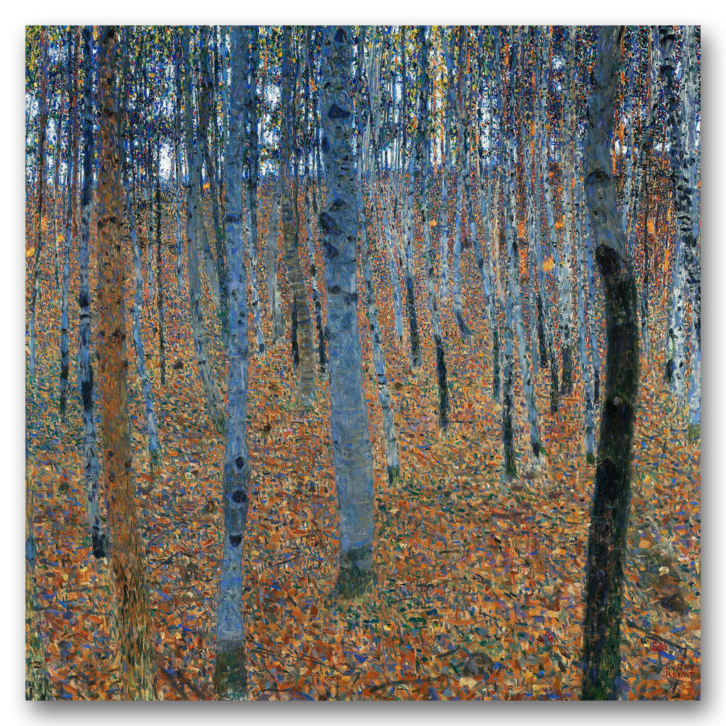 Jäljennös Pyökkimetsä I (Gustav Klimt), 100 x 100 cm hinta ja tiedot | Taulut | hobbyhall.fi