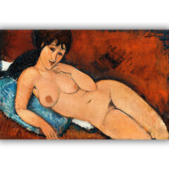 Jäljennös Nude sinisellä tyynyllä (1917), Amedeo Modigliani, 100 x 70 cm hinta ja tiedot | Taulut | hobbyhall.fi