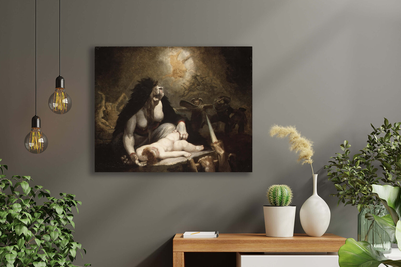 Jäljennös Yön noita Lapin noitien kylässä (Heinrich Fuseli), 100 x 80 cm hinta ja tiedot | Taulut | hobbyhall.fi