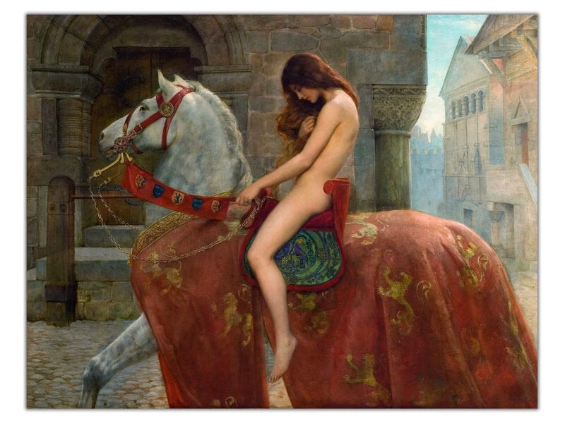 Jäljennös Lady Godiva (John Collier), 100 x 80 cm