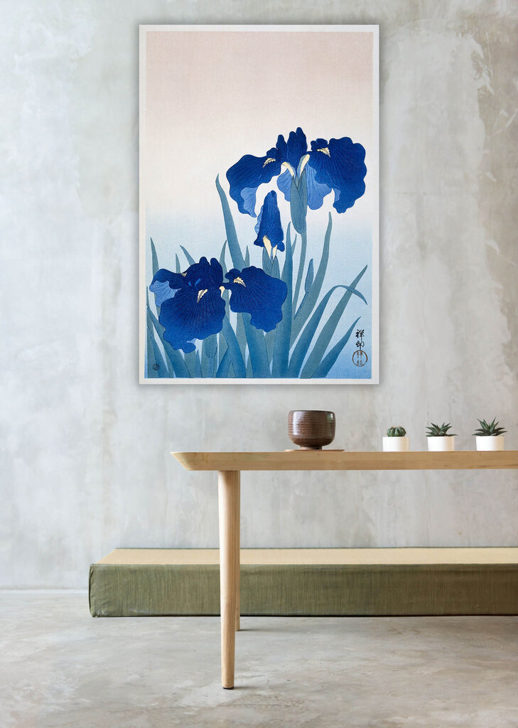 Jäljennys Irises (Ohara Koson), 100 x 70 cm hinta ja tiedot | Taulut | hobbyhall.fi