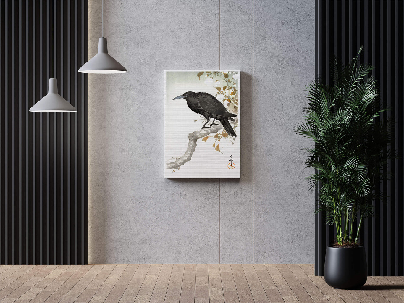 Jäljennös Varis ja täysikuu (Ohara Koson), 100 x 60 cm hinta ja tiedot | Taulut | hobbyhall.fi