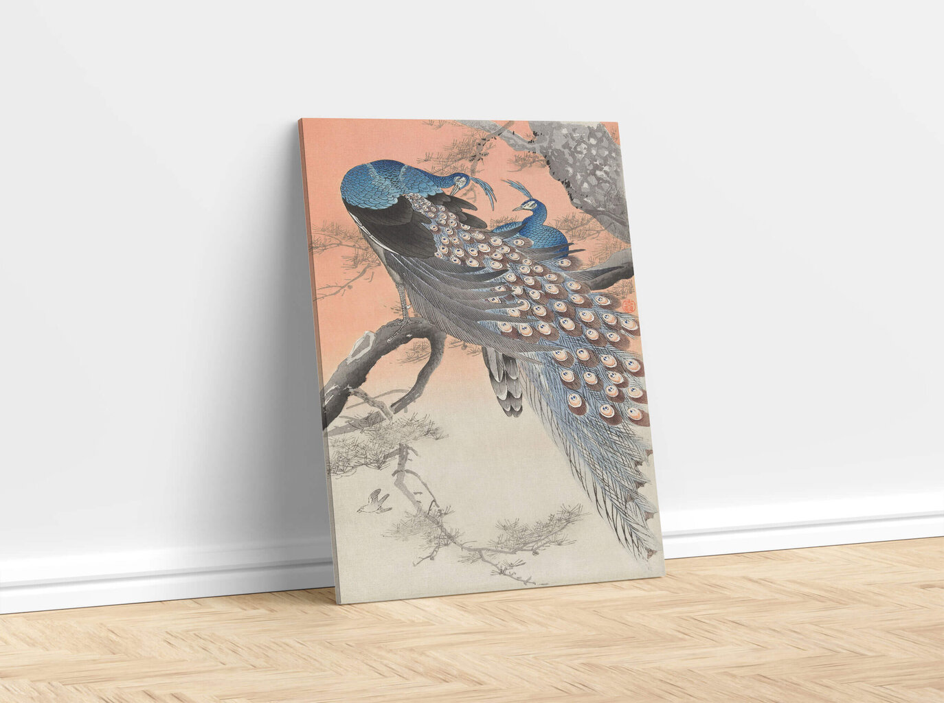 Jäljennös Kaksi riikinkukkoa puun oksalla (Ohara Koson), 100 x 60 cm hinta ja tiedot | Taulut | hobbyhall.fi