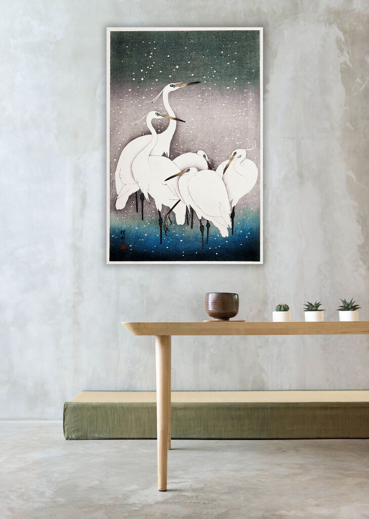 Haikaroiden Jäljennösryhmä (Ohara Koson), 100 x 70 cm hinta ja tiedot | Taulut | hobbyhall.fi