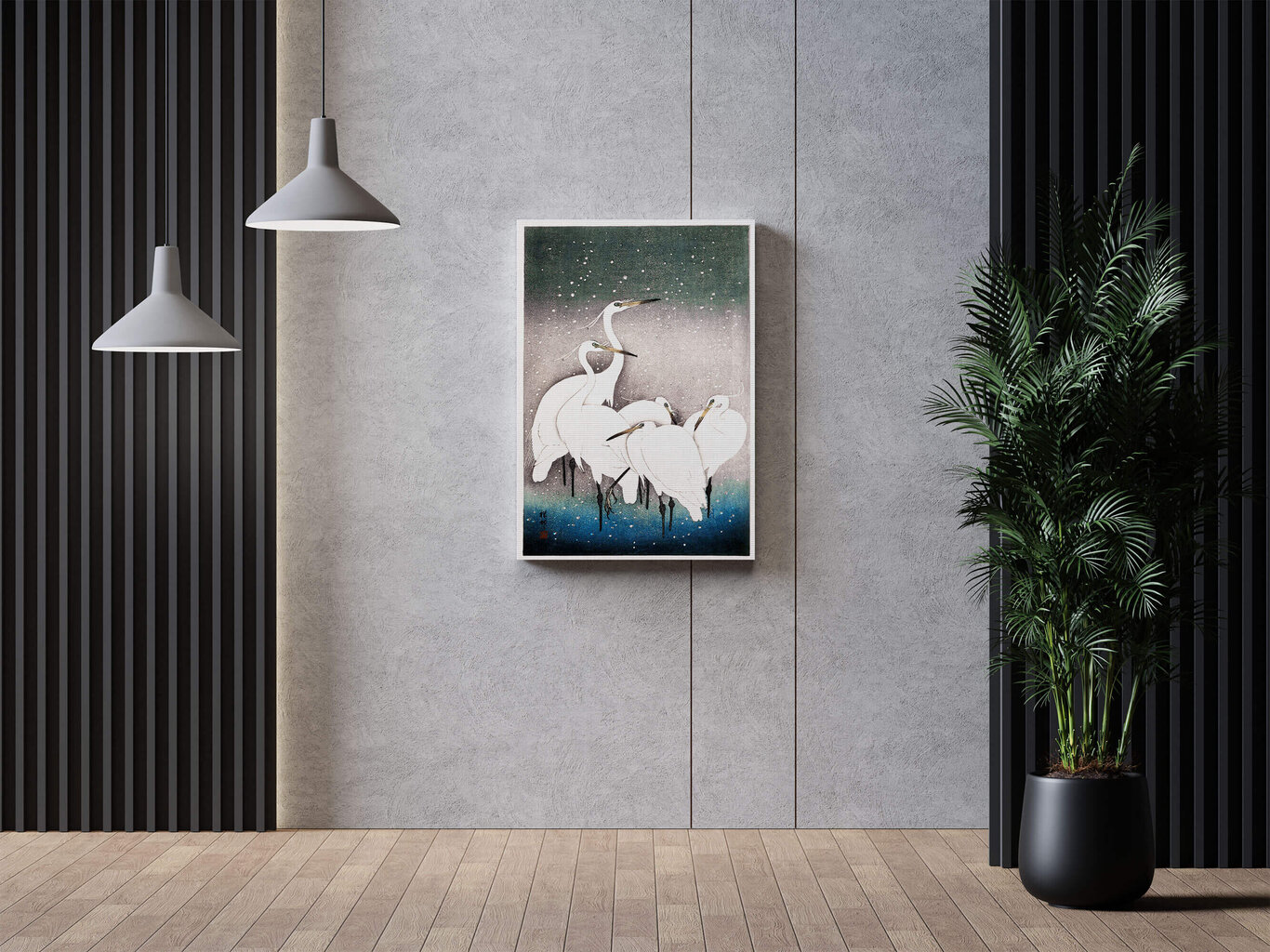 Haikaroiden Jäljennösryhmä (Ohara Koson), 100 x 70 cm hinta ja tiedot | Taulut | hobbyhall.fi