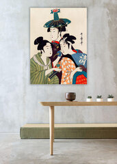 Jäljennys Kolme nuorta miestä tai tyttöä (Utamaro Kitagawa), 100 x 70 cm hinta ja tiedot | Taulut | hobbyhall.fi