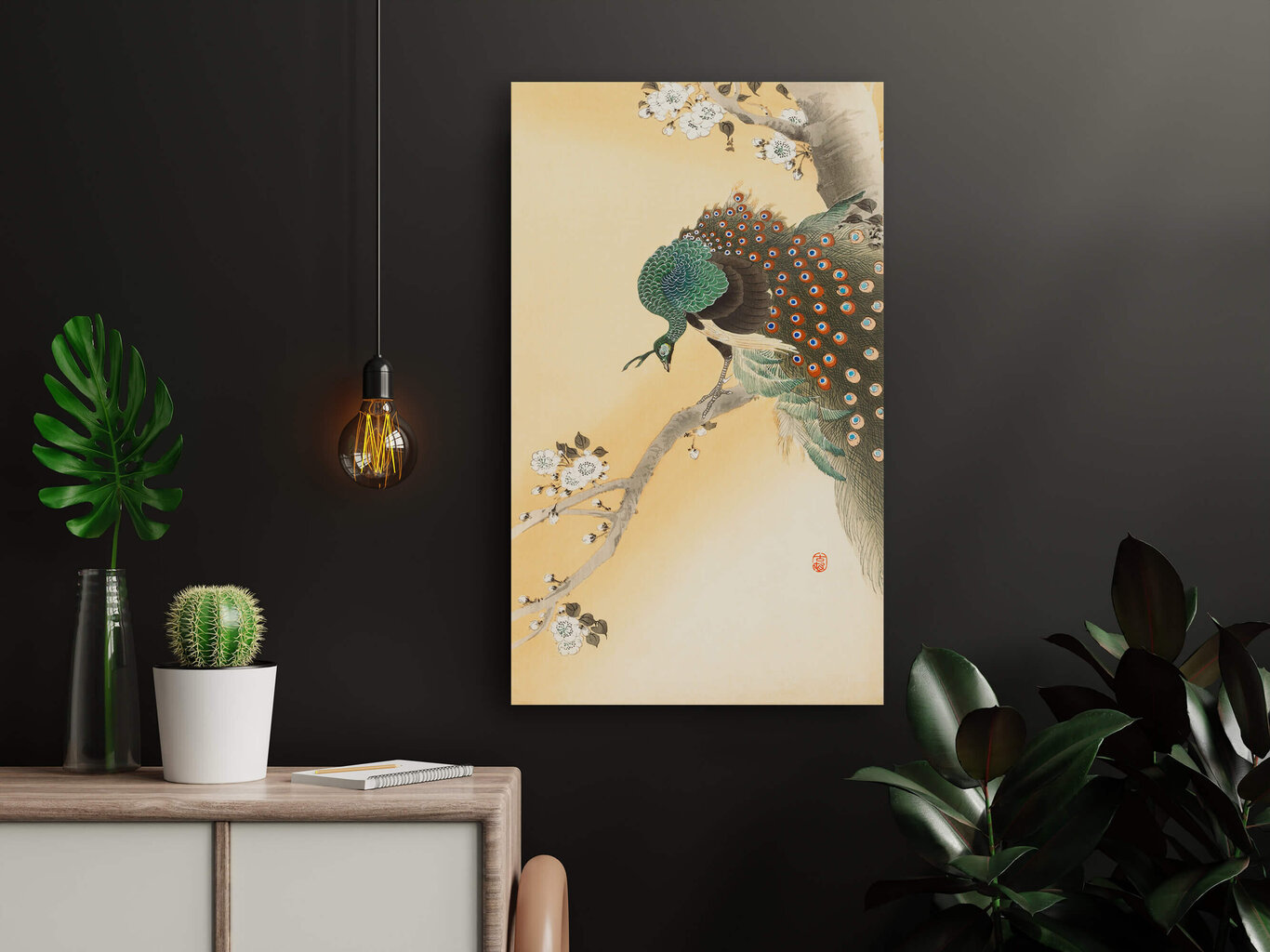 Riikinkukko kirsikankukan päällä (O'Hara Koson), 100 x 60 cm hinta ja tiedot | Taulut | hobbyhall.fi