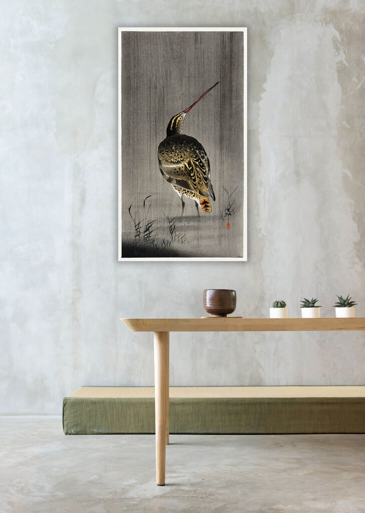 Jäljennös Snipe in the rain (Ohara Koson), 100 x 60 cm hinta ja tiedot | Taulut | hobbyhall.fi