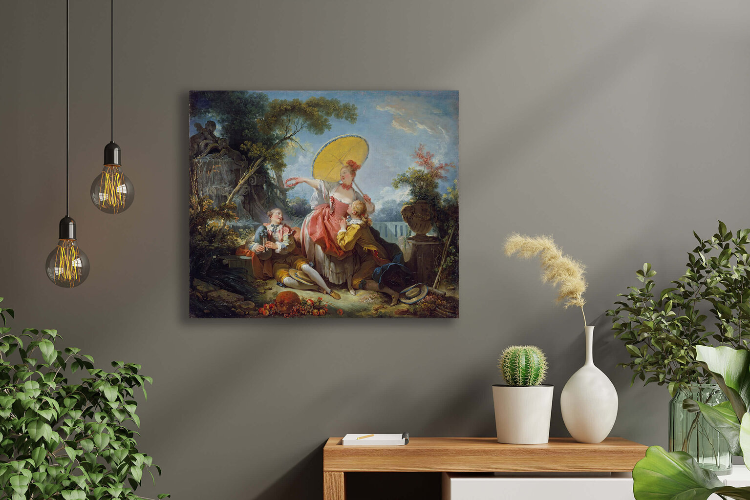 Musiikkikilpailu jäljennös (Jean-Honoré Fragonard), 100 x 80 cm hinta ja tiedot | Taulut | hobbyhall.fi