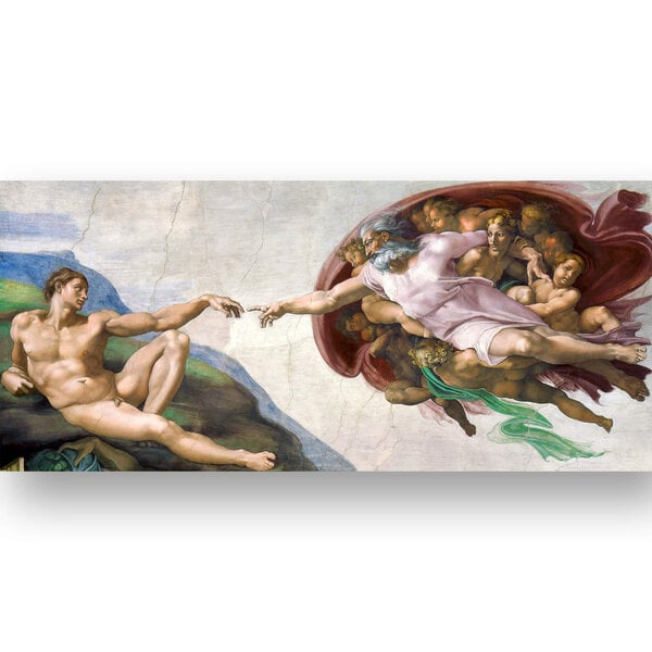 Jäljennös Adamin luominen (Michelangelo Buonarroti), 100 x 50 cm