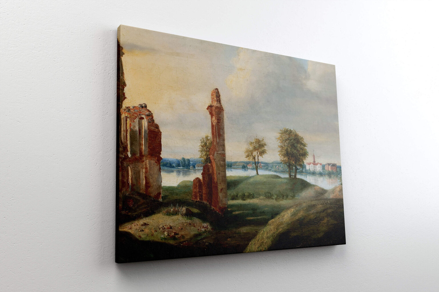 Jäljennös Biržain linnan rauniot (1800) (Pranciskus Smuglevichius), 100 x 70 cm hinta ja tiedot | Taulut | hobbyhall.fi