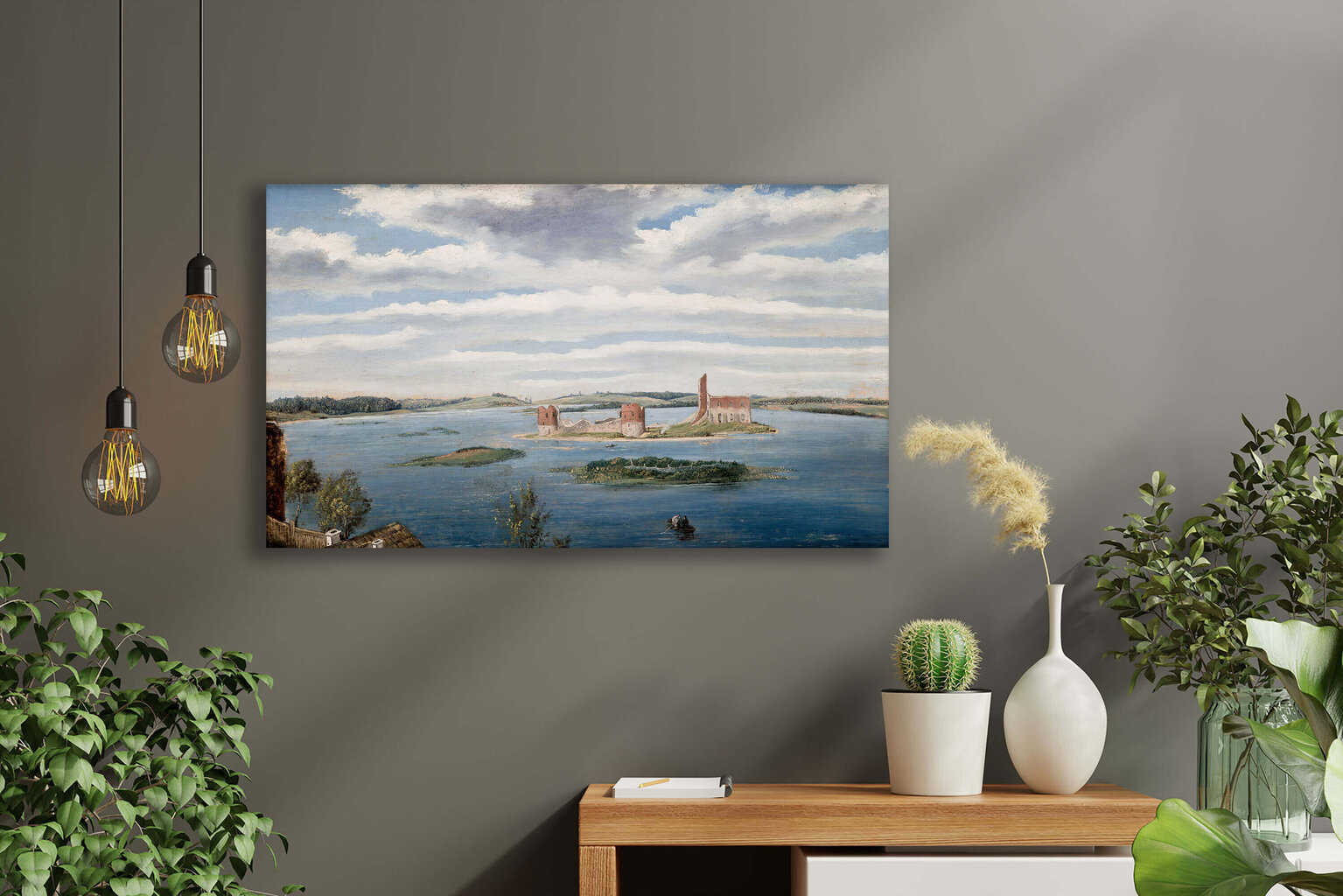 Jäljennös Trakain linnan raunioista (Galve-järvi) (1853) (Wincenty Dmochowski), 100 x 60 cm hinta ja tiedot | Taulut | hobbyhall.fi