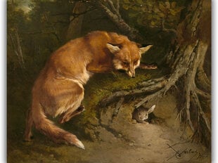 Jäljennös Fox metsästämässä, Charles Verlat, 1857 hinta ja tiedot | Taulut | hobbyhall.fi