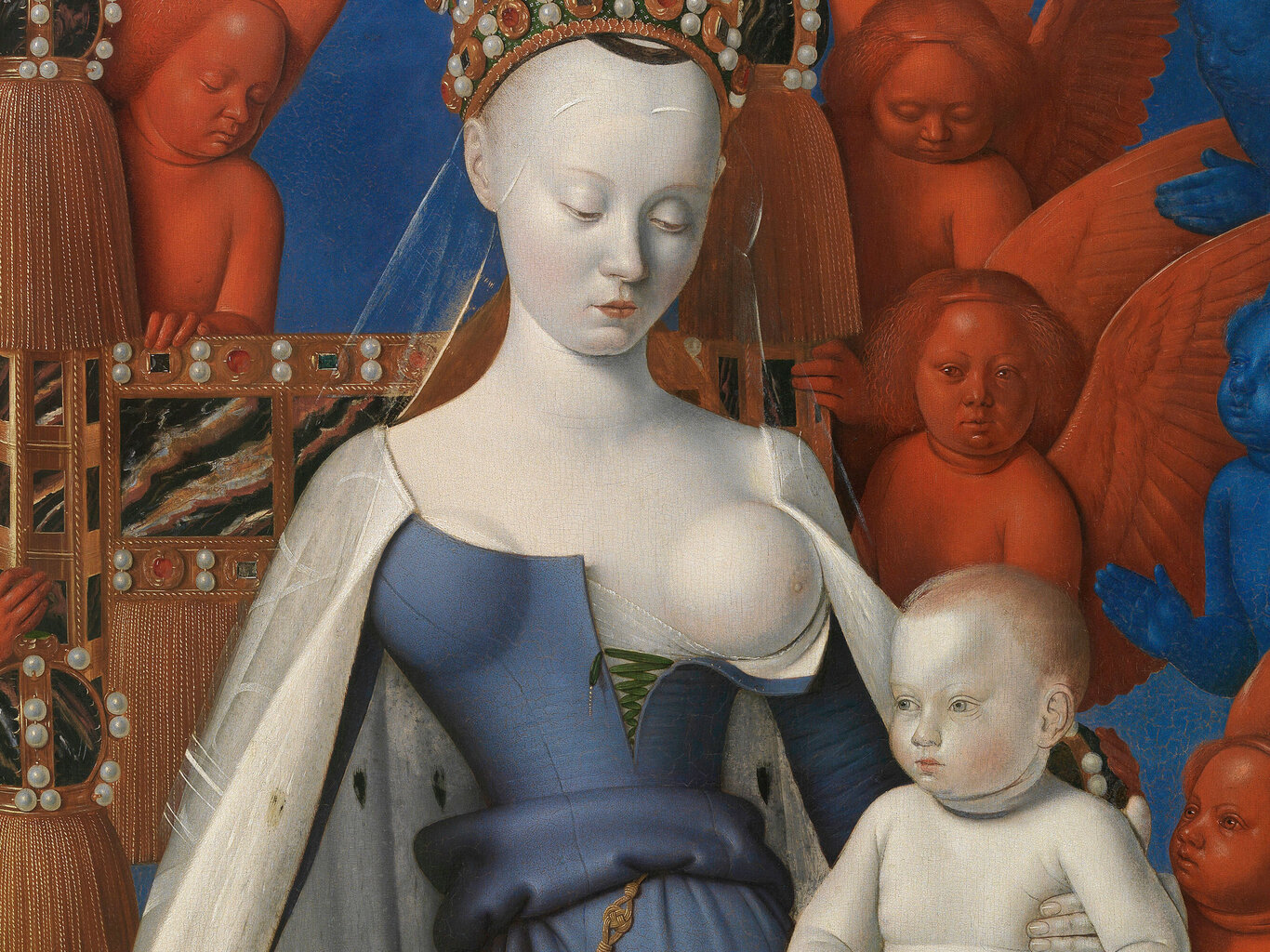 Jäljennös Neitsyt ja lapsi enkelien ympäröimänä, Jean Fouquet, 1458 hinta ja tiedot | Taulut | hobbyhall.fi