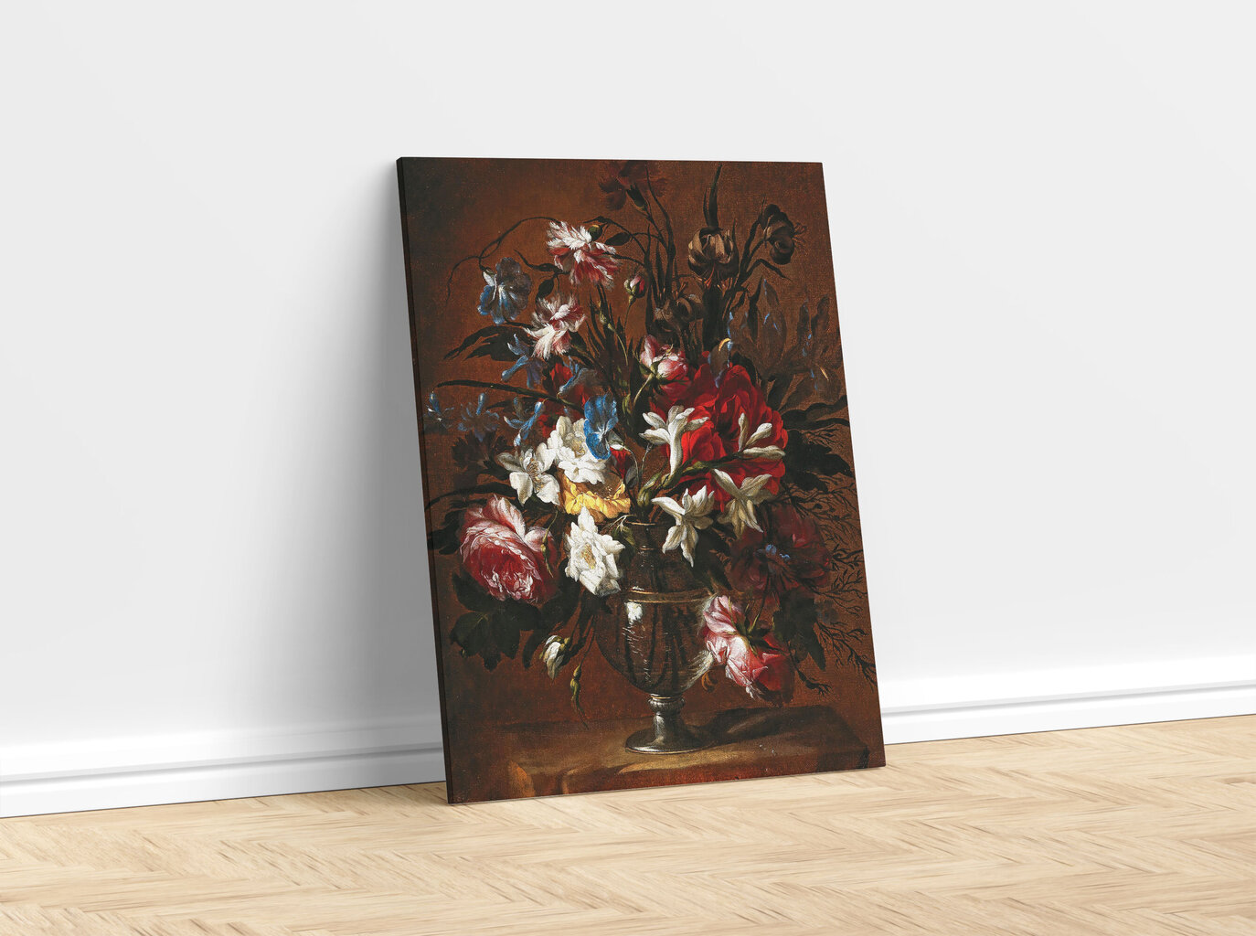 Jäljennös Neilikat, ruusut, liljat ja muut kukat maljakossa reunalla, Jean Baptiste Monnoyer hinta ja tiedot | Taulut | hobbyhall.fi