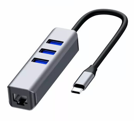 HUB USB-C Ethernet Gigabit RJ45 3x USB 3.0 hinta ja tiedot | Adapterit | hobbyhall.fi