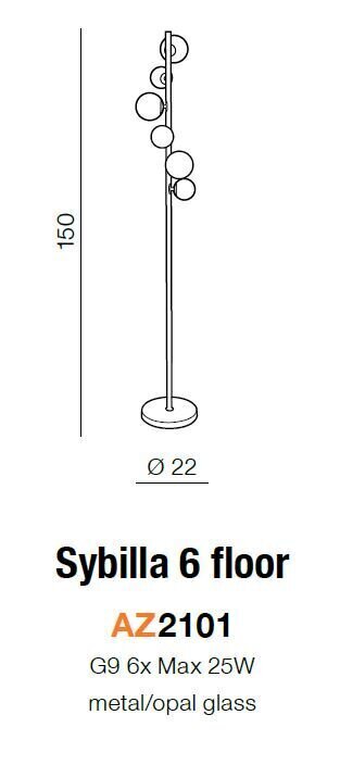 Azzardo lattiavalaisin SYBILLA 6 AZ2101 hinta ja tiedot | Lattiavalaisimet | hobbyhall.fi