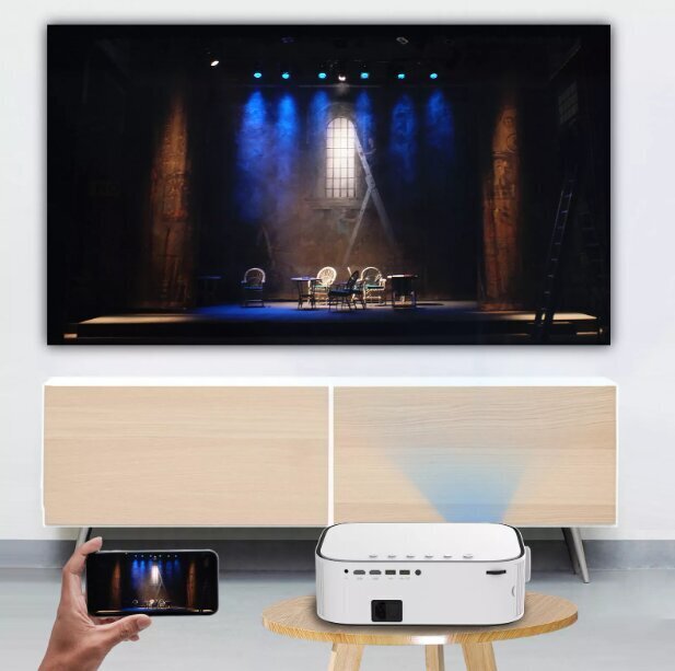 Projektori LED-projektori 4K Full HD 8800 lm 6000: 1 220 '' WiFi Bluetooth Zenwire Yg550 hinta ja tiedot | Projektorit | hobbyhall.fi