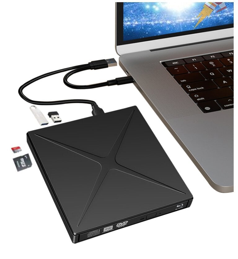 Ulkoinen kannettava DVD-CD-RW-asema USB-C USB 3.0 HUB Zenwire 4in1 SD-kortinlukija hinta ja tiedot | Levyasemat | hobbyhall.fi