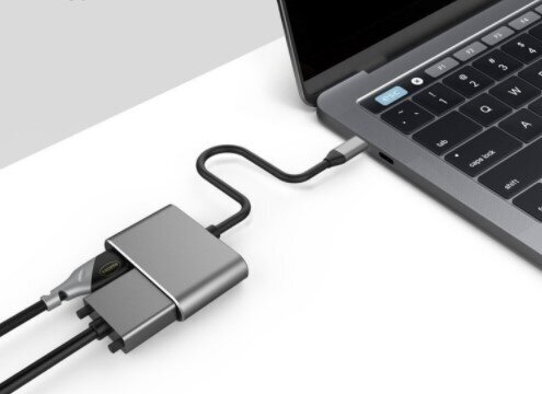 USB-C 2W1 -sovitin HDMI 4K VGA M1 hinta ja tiedot | Adapterit | hobbyhall.fi