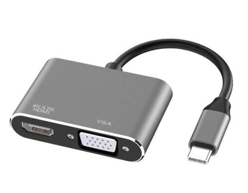 USB-C 2W1 -sovitin HDMI 4K VGA M1 hinta ja tiedot | Adapterit | hobbyhall.fi