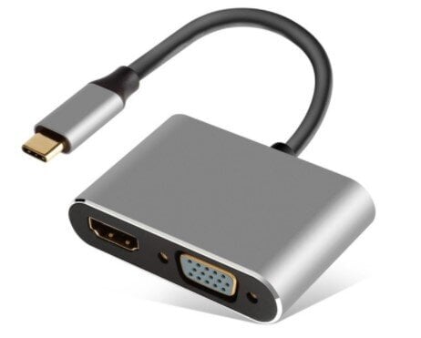 USB-C 2W1 -sovitin HDMI 4K VGA M1 hinta ja tiedot | Adapterit | hobbyhall.fi