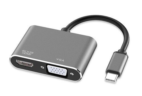 USB-C 2W1 -sovitin HDMI 4K VGA M1 hinta ja tiedot | Adapterit | hobbyhall.fi