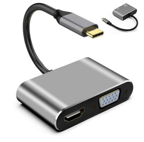 USB-C 2W1 -sovitin HDMI 4K VGA M1 hinta ja tiedot | Adapterit | hobbyhall.fi