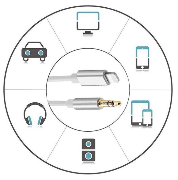 AUX Lightning miniliitin 3,5 mm iPhone iPad 1M hinta ja tiedot | Puhelinkaapelit | hobbyhall.fi