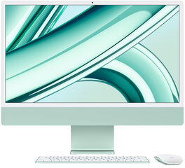 iMac 24” 4.5K Retina, Apple M3 8C CPU, 10C GPU/8GB/256GB SSD/Green/INT - MQRN3ZE/A hinta ja tiedot | Pöytätietokoneet | hobbyhall.fi