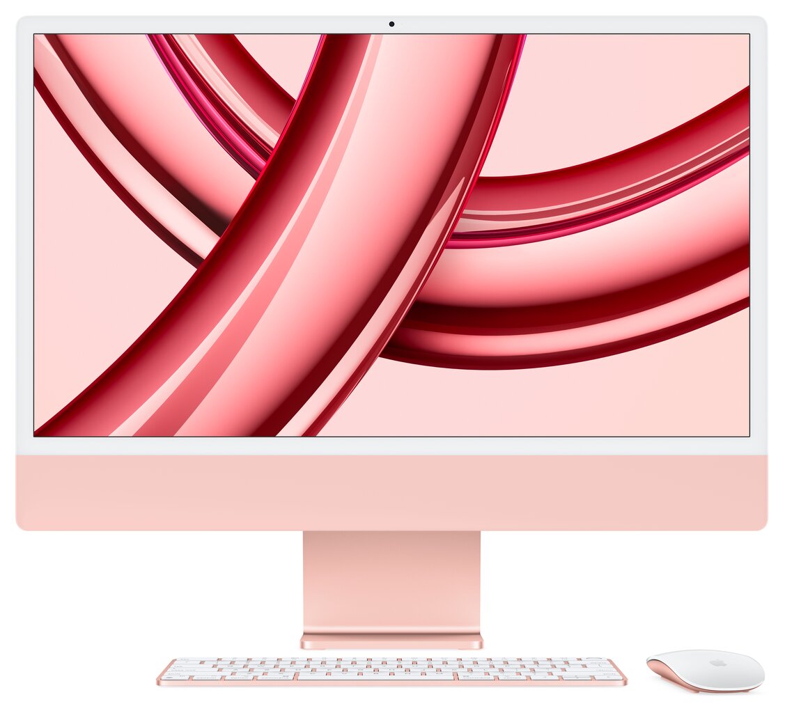 iMac 24” 4.5K Retina, Apple M3 8C CPU, 10C GPU/8GB/256GB SSD/Pink/INT - MQRT3ZE/A hinta ja tiedot | Pöytätietokoneet | hobbyhall.fi