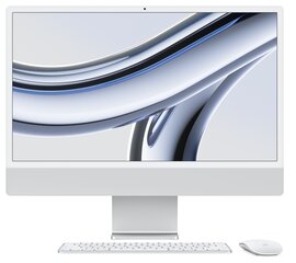 iMac 24” 4.5K Retina, Apple M3 8C CPU, 10C GPU/8GB/256GB SSD/Silver/SWE - MQRJ3KS/A hinta ja tiedot | Pöytätietokoneet | hobbyhall.fi