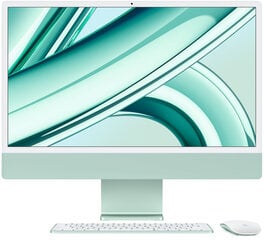 iMac 24” 4.5K Retina, Apple M3 8C CPU, 10C GPU/8GB/512GB SSD/Green/INT - MQRP3ZE/A hinta ja tiedot | Pöytätietokoneet | hobbyhall.fi