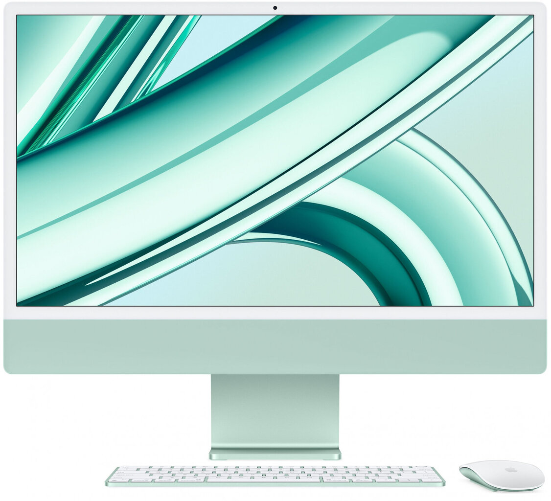 iMac 24” 4.5K Retina, Apple M3 8C CPU, 10C GPU/8GB/512GB SSD/Green/RUS - MQRP3RU/A hinta ja tiedot | Pöytätietokoneet | hobbyhall.fi