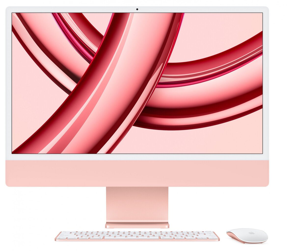 iMac 24” 4.5K Retina, Apple M3 8C CPU, 10C GPU/8GB/512GB SSD/Pink/INT - MQRU3ZE/A hinta ja tiedot | Pöytätietokoneet | hobbyhall.fi