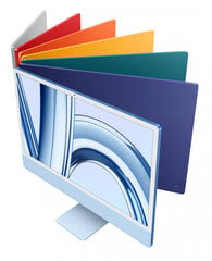 iMac 24” 4.5K Retina, Apple M3 8C CPU, 8C GPU/8GB/256GB SSD/Blue/INT - MQRC3ZE/A hinta ja tiedot | Pöytätietokoneet | hobbyhall.fi