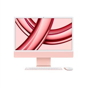 iMac 24” 4.5K Retina, Apple M3 8C CPU, 8C GPU/8GB/256GB SSD/Pink/INT - MQRD3ZE/A hinta ja tiedot | Pöytätietokoneet | hobbyhall.fi