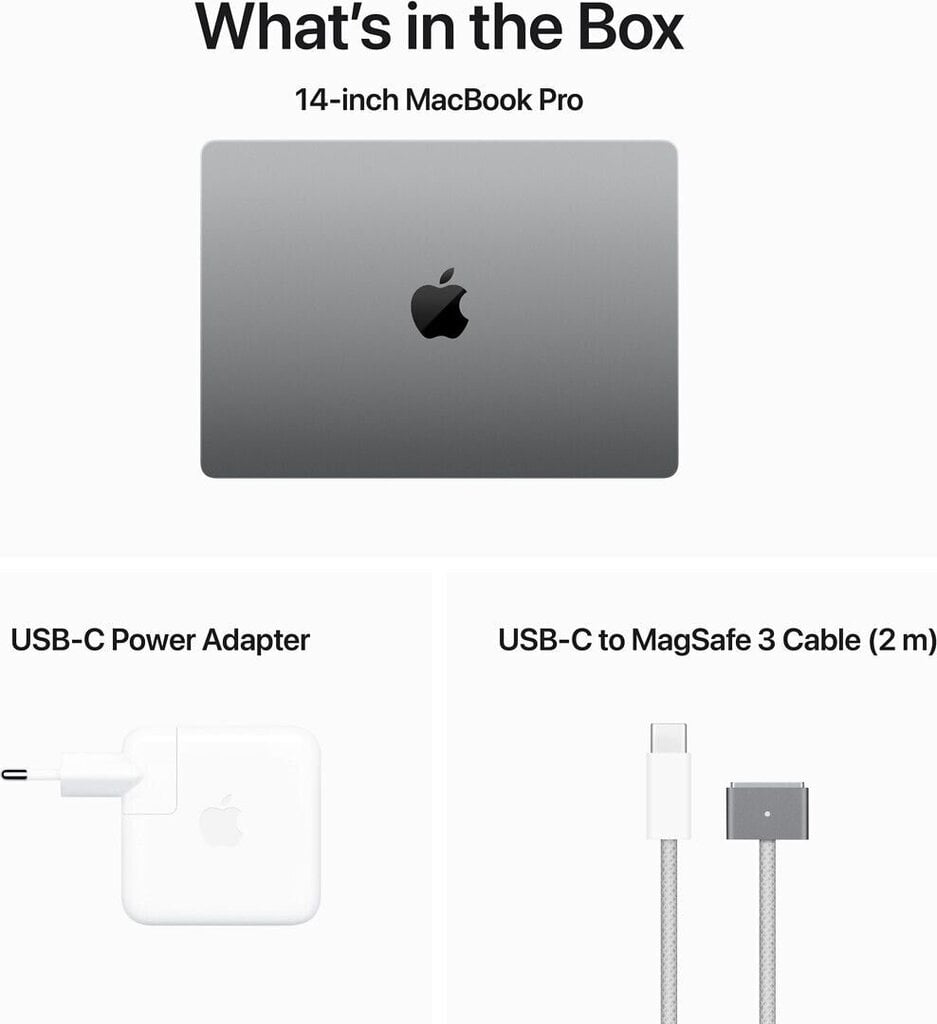 MacBook Pro 14" Apple M3 8C CPU, 10C GPU/8GB/1TB SSD/Silver/SWE - MR7K3KS/A hinta ja tiedot | Kannettavat tietokoneet | hobbyhall.fi